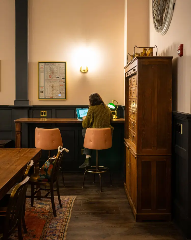 Person studying in coworking space
